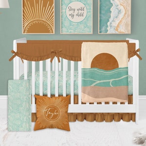Boho Crib Bedding Set Baby Boy Crib Bedding Boho Nursery Sun Crib Bedding Neutral Crib Bedding Orange Teal Ocean Sunshine Earth Tone Etsy UK