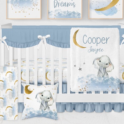 Elephant Baby Bedding Set Moon Crib Bedding Baby Boy Crib Etsy