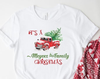 Personalized Family Pajamas, Family Name Christmas Shirts, Family Christmas Pajamas, Family Shirts, Matching Holiday Shirt, Xmas Truck Shirt