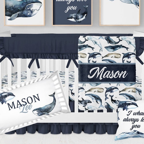 Nautical Crib Bedding. Whale Baby Blanket. Ocean Theme Etsy