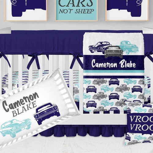 Car Crib Bedding Set Baby Boy Crib Bedding Truck Baby Etsy