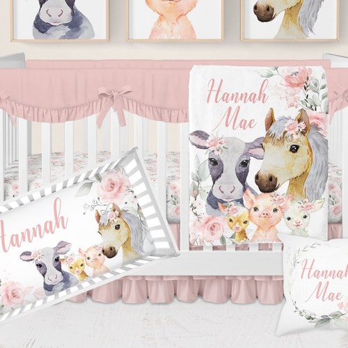 Farm Crib Bedding Set Baby Girl Nursery Bedding Set Etsy