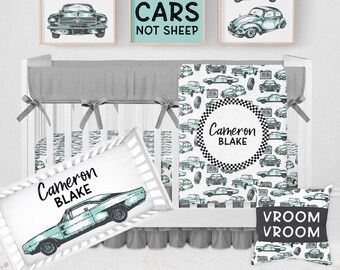 Car Crib Bedding Set, Personalized Boy Crib Bedding, Truck Baby Bedding, Car Nursery Bedding, Boy Nursery Bedding, Mechanic, Cars Crib Sheet