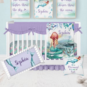 Mermaid Crib Bedding Set Crib Bedding Set Girl Purple Crib