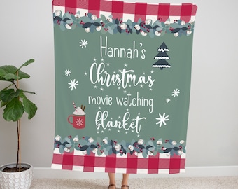 Manta para ver películas navideñas, manta personalizada, nombre manta de Navidad, regalo de Navidad para ella, lanzamiento de Navidad, manta cálida y acogedora