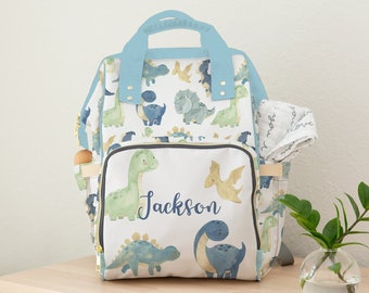 Borsa per pannolini personalizzata, zaino multiuso con dinosauro, zaino per pannolini per bambini, regalo per baby shower, borsa per neonato personalizzata, regalo per neomamma