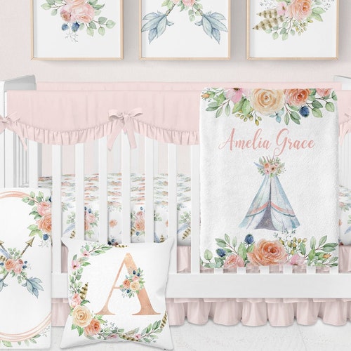 Unicorn Crib Bedding Set Boho Nursery Bedding Baby Girl Crib Etsy