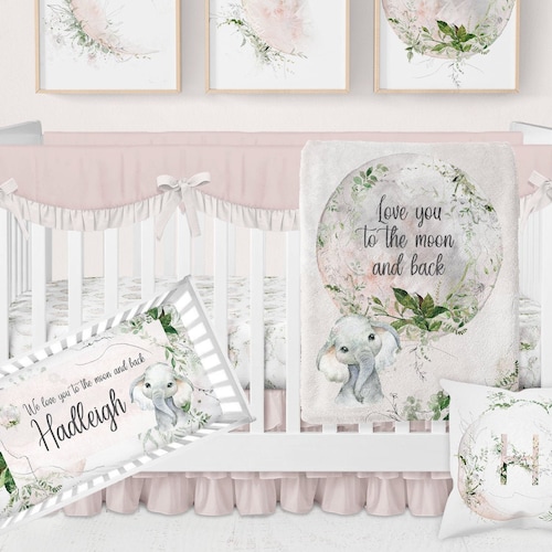 Moon Crib Bedding Love You to the Moon and Back Baby Girl Etsy