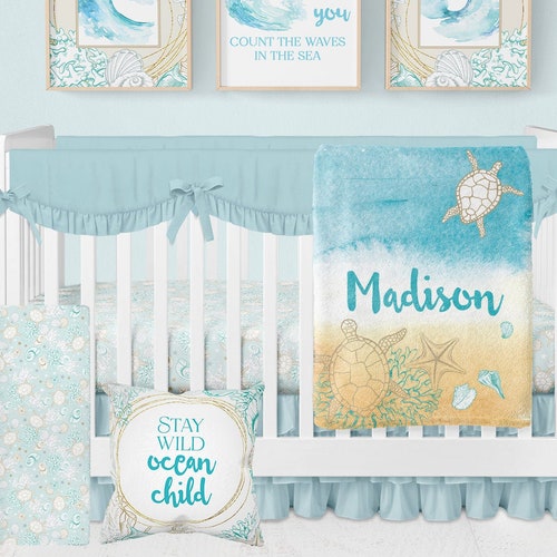 SEA TURTLE CRIB Bedding Set Ocean Nuersery Girl Baby Etsy
