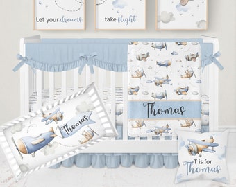 Airplane Crib Bedding Set Boy, Baby Boy Crib Bedding Sets, Baby Boy Bedding, Airplane Nursery Bedding, Crib Sets Boy, Plane Crib Sheets Boy