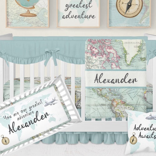 Train Crib Bedding Set Baby Boy Crib Bedding Travel Nursery Etsy