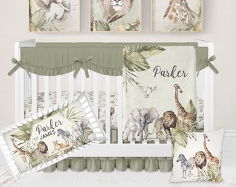 Safari Crib Bedding Set, Safari Animal Baby Bedding Set, Safari Crib Sheet, Safari Nursery Baby Boy Bedding, Crib Bedding Girl, Neutral Crib