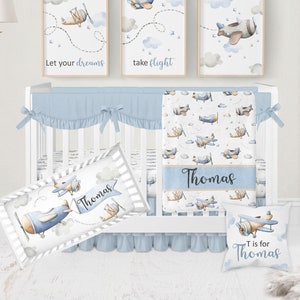 Airplane Crib Bedding Set Boy, Baby Boy Crib Bedding Sets, Baby Boy Bedding, Airplane Nursery Bedding, Crib Sets Boy, Plane Crib Sheets Boy