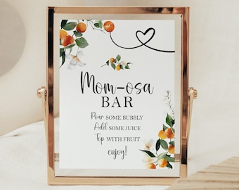 Orange Citrus Momosa Bar Sign, Mom Osa Mimosa Bar Sign, Little Cutie Baby Shower Decorations Girl, Orange Theme Baby Shower Printable, LC1
