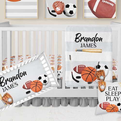 Baby Boy Crib Bedding Set Sports Crib Bedding Blue Crib Etsy