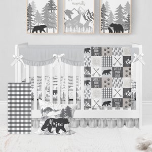 Woodland Crib Bedding, Woodland Crib Bedding Set, Baby Boy Crib Bedding, Woodland Nursery, Woodland Bedding Crib Set, Bear Crib Bedding