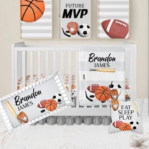 Sports Crib Bedding Set, Boy Crib Bedding Set Sports, Personalized Sports Baby Blanket, Sports Nursery, Boy Nursery Bedding, Baby Boy Sports