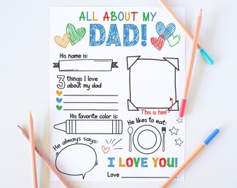 All About DAD Fathers Day Printable Fathers Day Gift Fill-in-the-blank ...
