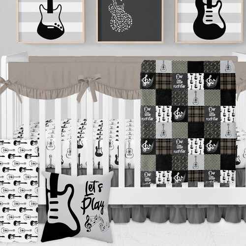 Guitar Crib Bedding Set for Music Theme Baby Nursery Black Etsy Canada