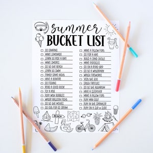 Editable Summer Bucket List Printable, Summer Break Bucket List Template, Instant Download Bucket List For Kids Checklist, Summer To Do List