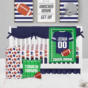 Football Crib Bedding Set, Baby Boy Bedding Set, Football Nursery Bedding, Boy Nursery Bedding, Crib Bedding Set Boy, Sports Crib Bedding image 1