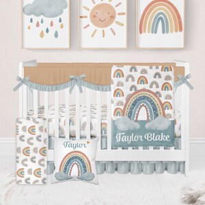 Rainbow Crib Bedding Set, Neutral Crib Bedding Set, Rainbow Nursery, Baby Boy Baby Girl Crib Bedding, Baby Bedding Set, Rainbow Baby Blanket