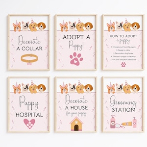 Puppy-feestspellen, afdrukbare puppy-feestborden, Adopteer een puppy-feestje, puppy-adoptiefeest, laten we Pawty verjaardag hond verjaardag direct downloaden