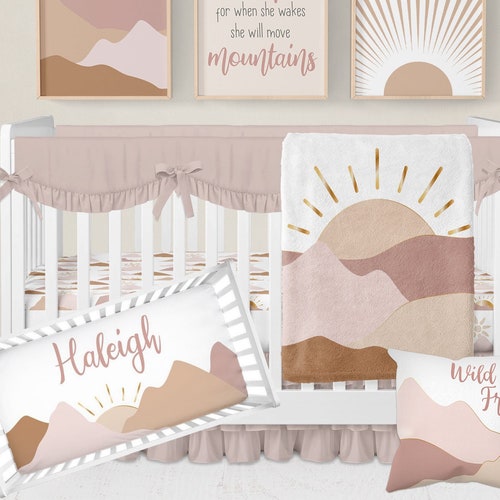 Boho Nursery Bedding Set Boho Crib Bedding Set Baby Girl Etsy