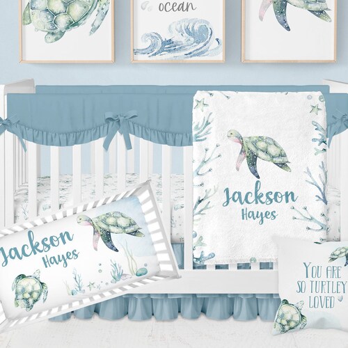 SEA TURTLE CRIB Bedding Set Ocean Nuersery Girl Baby Etsy