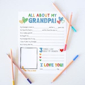 Alles über meinen Opa druckbare Karte, Vatertagsgeschenk für Opa, Vatertagskarte, Geschenk von Enkelkindern, sofortdownload