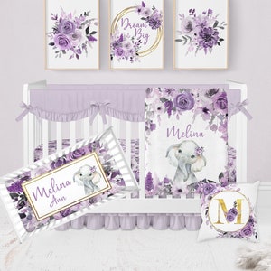 Purple elephant baby bedding online