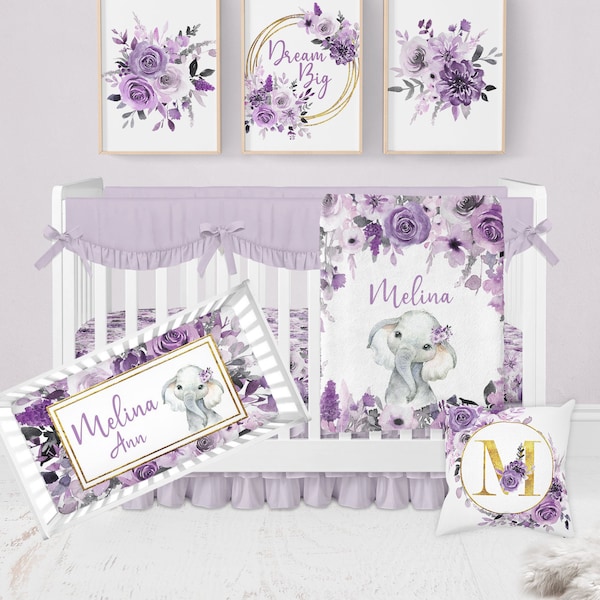 Purple Crib Bedding Etsy