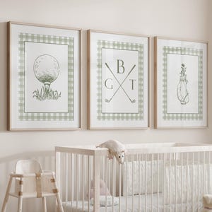 Golf Nursery Art, Vintage Sage Green Nursery Prints, Golf Nursery Decor Vintage Sport, Golf Boys Room Golf Wall Art, Custom Golf Nursery Set