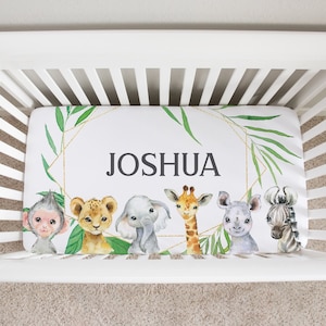 Safari Crib Sheet, Custom Crib Sheet, Safari Nursery, Personalized Crib Sheet, Safari Baby Bedding, Boy Crib Bedding, Safari Crib Bedding