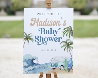 Baby On Board Welcome Sign, Surf Beach Baby Shower Welcome Sign, Summer Baby Shower Sign, Baby Shower Decorations Boy, Shower Welcome Poster