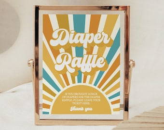 Diaper Raffle Sign, Sunshine Baby Shower Sign Printable, Here Comes The Son Baby Shower, Sunshine Baby Shower Decor, Instant Download, RSB1