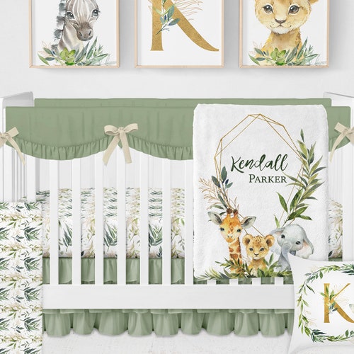 Personalized Safari Animals Crib Sheet Safari Nursery Etsy