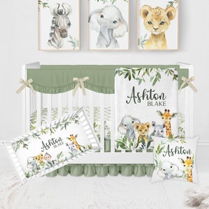 Safari Crib Bedding Set, Baby Boy Crib Bedding, Safari Nursery, Neutral Crib Bedding Set, Safari Crib Sheet, Crib Bedding Girl, Baby Animals