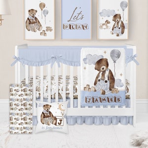 Baby Boy Crib Bedding Set, Teddy Bear Crib Bedding Set, Blue Baby Bedding Bear, Teddy Bear Nursery Bedding, Crib Sheet Boy, Baby Boy Nursery