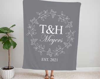 Manta para el Sr. y la Sra. Blanket, Monogram Throw Blanket, Gift For Her, Manta personalizada, Casa de regalo de Navidad, Regalo de bodas, Manta de nombre de aniversario