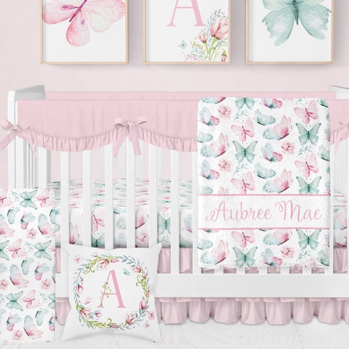 Butterfly Crib Bedding Set Girl Baby Girl Crib Bedding Set Etsy