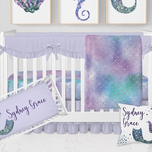 Mermaid Crib Sheet Baby Girl Crib Bedding Girl Nursery Set Etsy