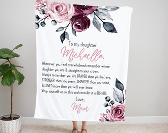 Personalized Daughter Blanket, To My Daughter, Christmas Gift Daughter, Daughter Gift, Mother Daughter Gift, Personalized Blanket, Floral 2