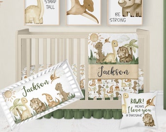 Dinosaur Crib Bedding Set, Baby Boy Crib Bedding, Dinosaur Nursery