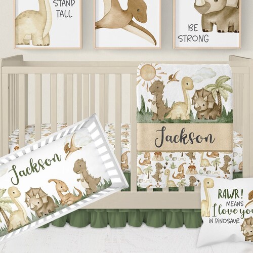 Dinosaur Crib Bedding Set Baby Boy Crib Bedding Dinosaur Etsy