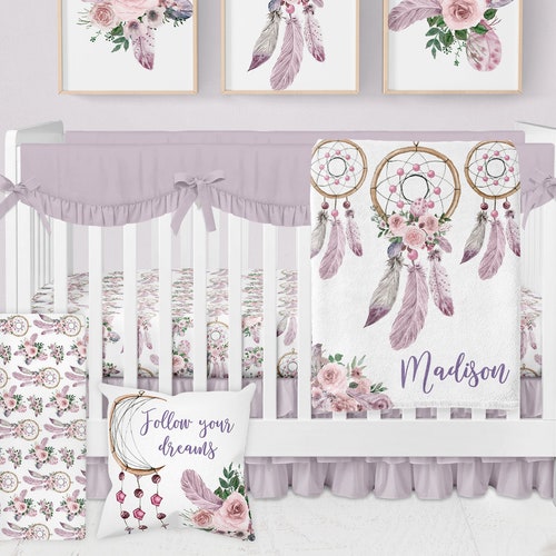 Boho Crib Bedding Set Girl Nursery Bedding Set Dreamcatcher Etsy