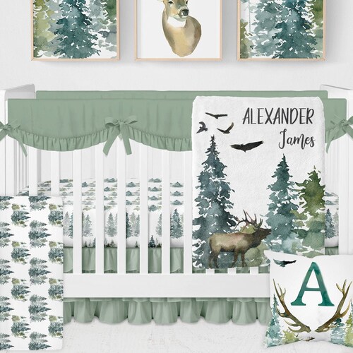 Woodland Crib Bedding Set Baby Boy Crib Bedding Set Woodland Etsy