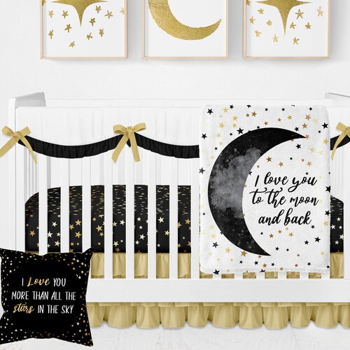 Moon and Stars Crib Bedding Set Gender Neutral Crib Bedding Etsy
