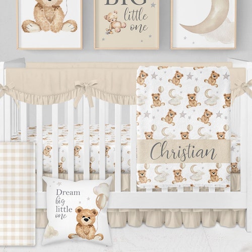 Teddy Bear Crib Bedding Set Baby Boy Crib Bedding Blue Crib Etsy
