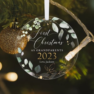 Our First Christmas As Grandparents Ornament, Personalized Grandma Grandpa Keepsake, Grandparent Gift, Custom Grandparent Christmas Ornament
